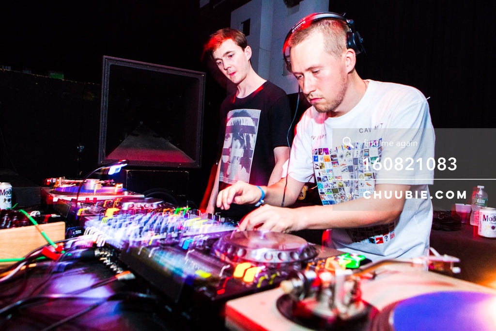 160821083 | 
Ben UFO (Ben Thomson) and Joy Orbison in the moment behind the decks to a full house crowd.
Elec... | Team Chuubie