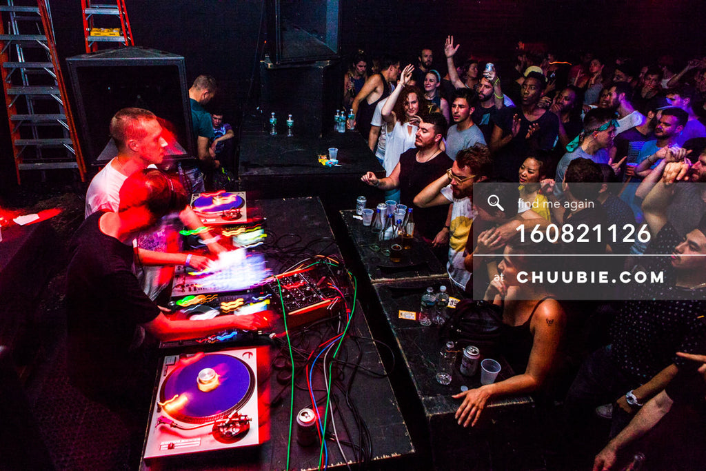 160821126 | 
Ben UFO (Ben Thomson) & Joy Orbison (Peter O'Grady) DJ B2B to a full house. 
Electric Minds ... | Team Chuubie