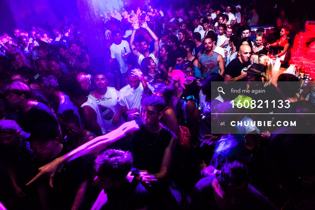 160821133 | 
One raver points arm in a sea of dancers. Spotted: Chris.
Electric Minds 10: Sublimate with Ben ... | Team Chuubie