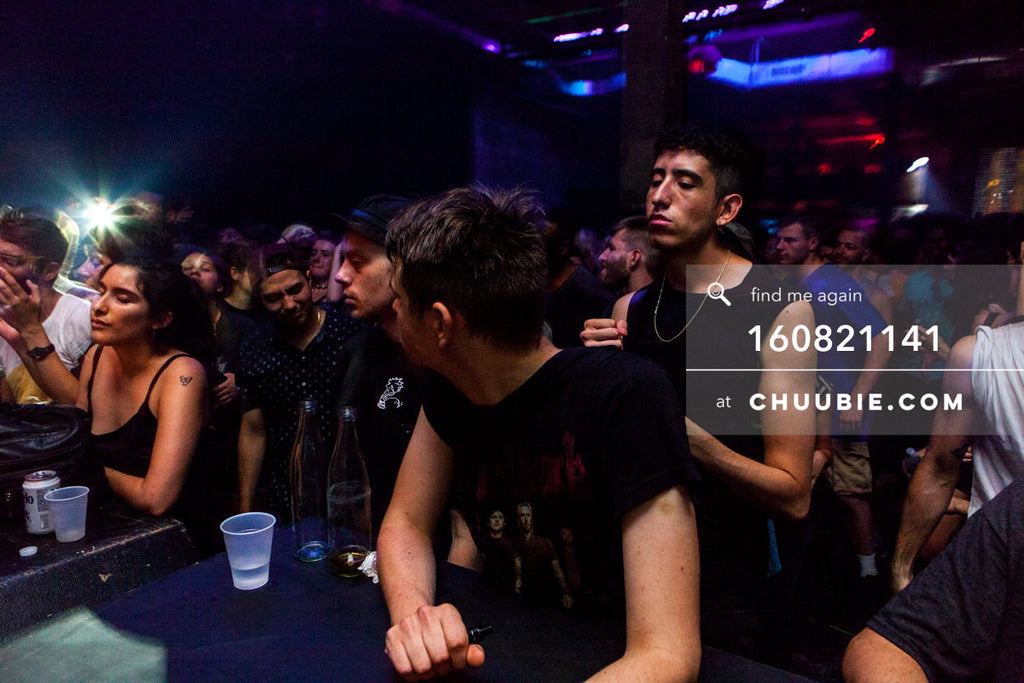 160821141 | 
Front row ravers eyes closed in cinematic lighting.
Electric Minds 10: Sublimate with Ben UFO an... | Team Chuubie