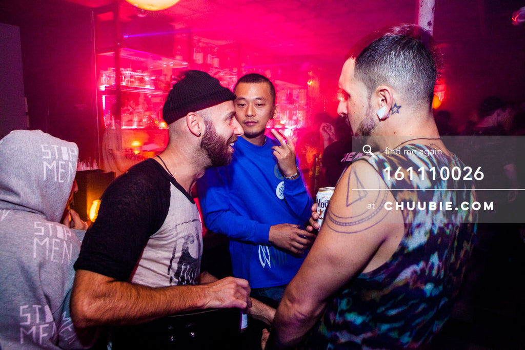 161110026 | Ciarrai in STOP MEN sweatshirt with Igor Da Sul & Travis at Bossa Nova Civic Club
— at BROMO ... | Team Chuubie