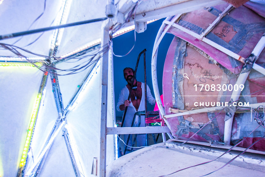170830009 | 
BAAAHS art car (view from the inside of campmate Jeff) on the playa at the break of dawn Wednesd... | Team Chuubie