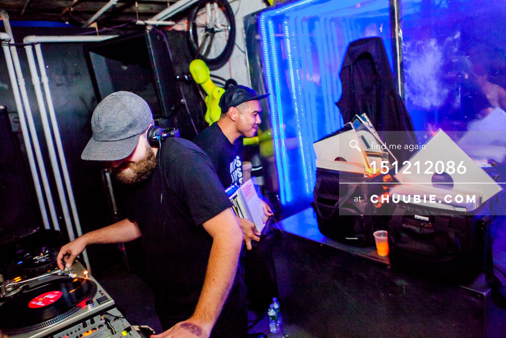 151212086 | 
Candid shot of DJ Sevron (Hugo Ball / SmartBar) & Mike Servito sharing a smile behind the de... | Team Chuubie