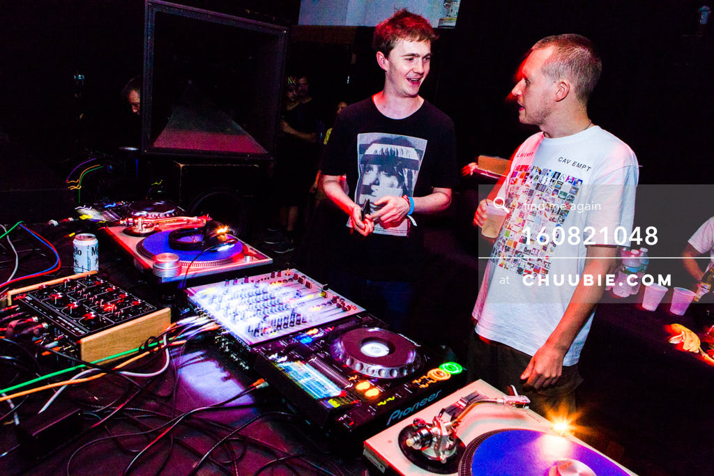 160821048 | 
Ben UFO (Ben Thomson) and Joy Orbison chats and smiles behind the decks!
Abstract views at Elect... | Team Chuubie