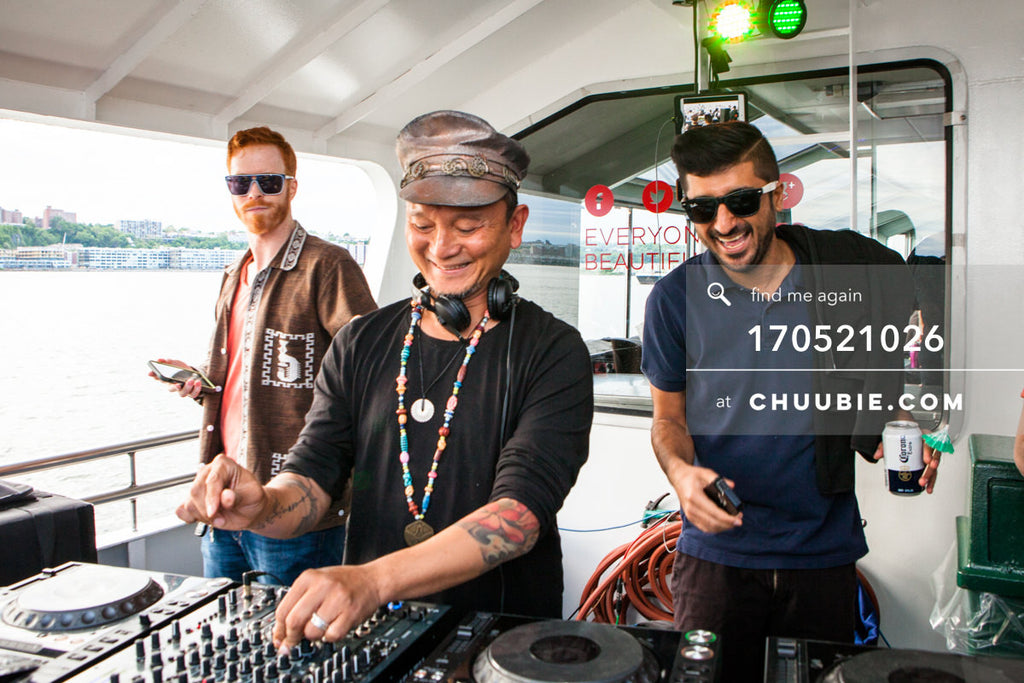 170521026 | 
ebb+flow founders DJs Gavin Stephenson + Iman Rizky, with DJ Saqib Malik
—ebb+flow boat party Ma... | Team Chuubie