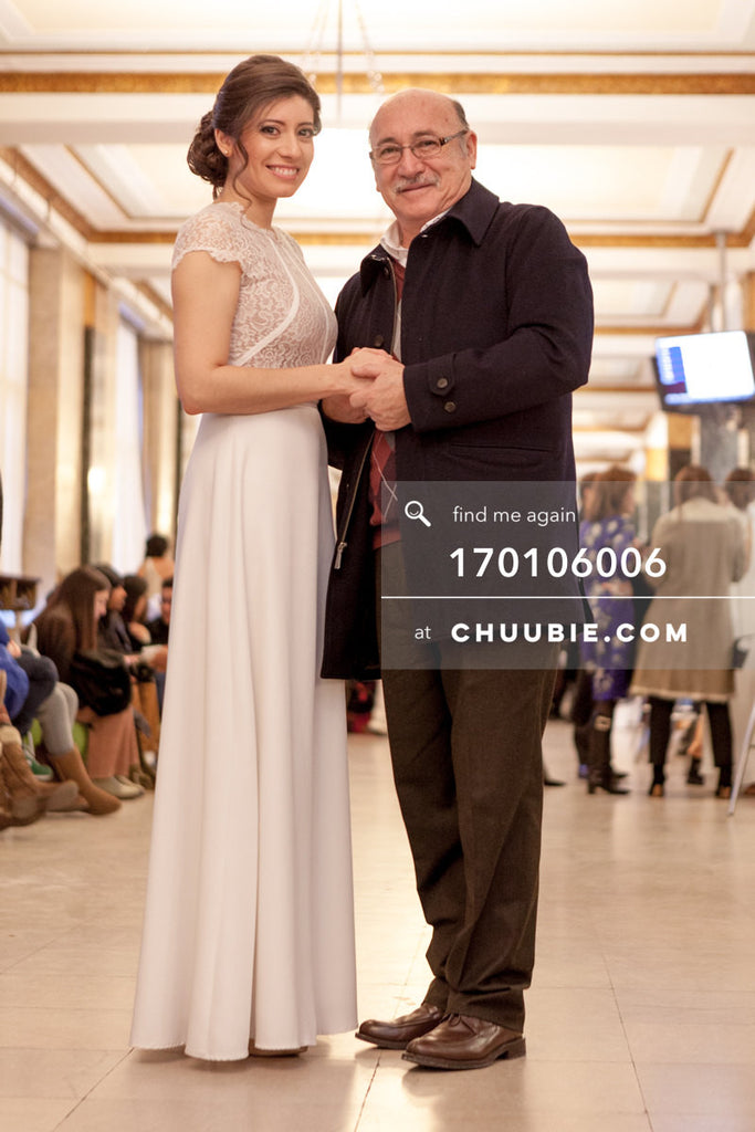 170106006 | Bride & Father smiling
—Jenn & Andres' NYC City Hall Wedding. City Clerk's Office, Winter... | Team Chuubie