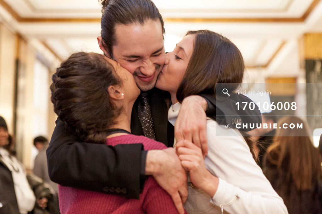 170106008 | Groom gets kisses on the cheek from little sisters
—Jenn & Andres' NYC City Hall Wedding. Cit... | Team Chuubie