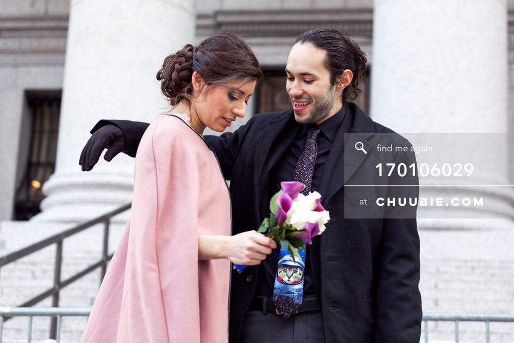 170106029 | Bride & Groom embrace outside NYC City Hall Wedding
—Jenn & Andres' NYC City Hall Wedding... | Team Chuubie