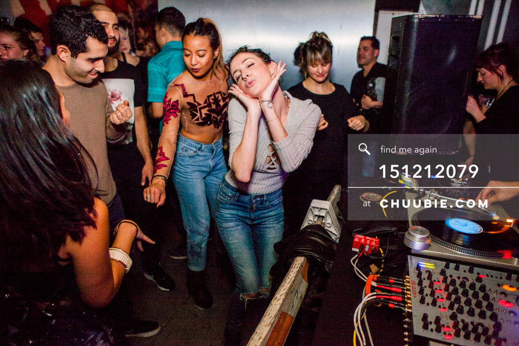 151212079 | 
Ladies dancing blow kisses in crowd during Servito set.
— Sublimate & Ruse Labs 2 Year Anniv... | Team Chuubie