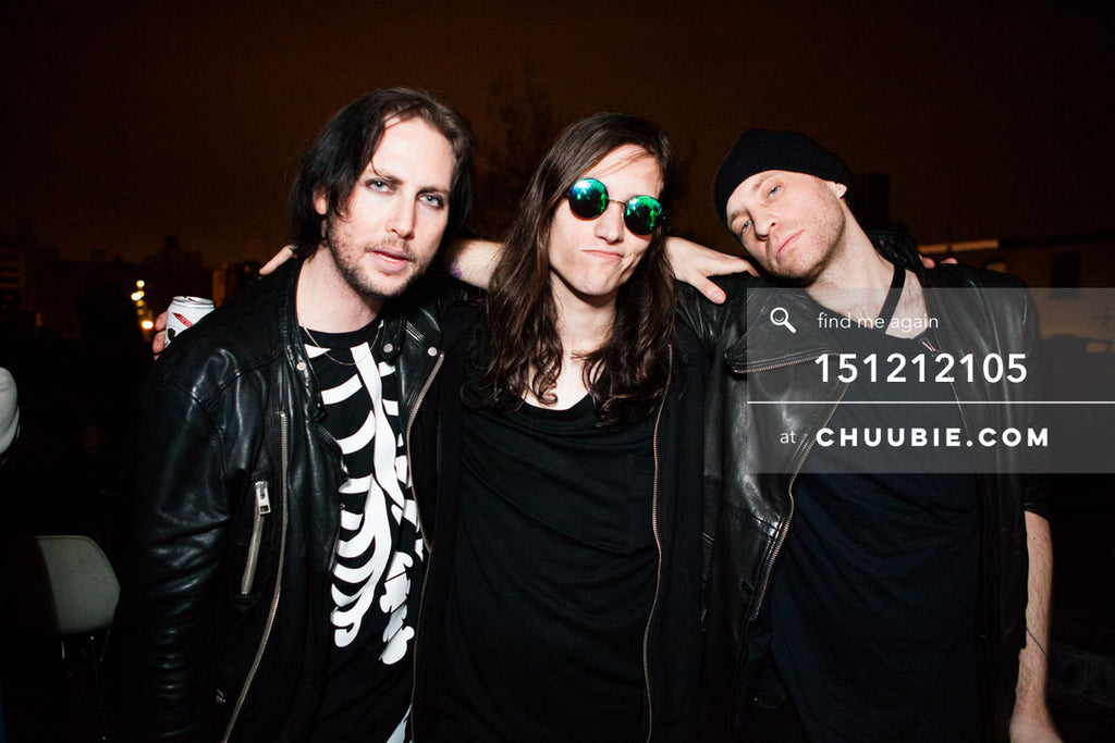 151212105 | 
Matt De Vlieger, Clay Adakazaam, Marcus Webb - goth techno trio on Brooklyn warehouse rooftop.
—... | Team Chuubie