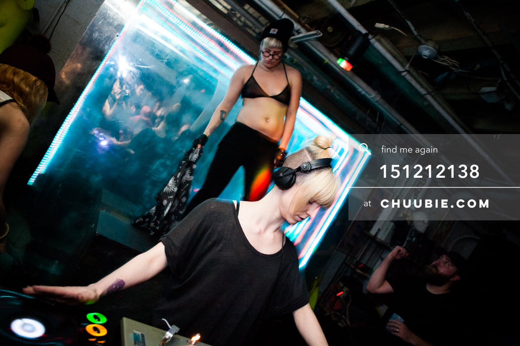 151212138 | 
DJ Volvox with queer female dancers on stage at Brooklyn warehouse.
— Sublimate & Ruse Labs ... | Team Chuubie