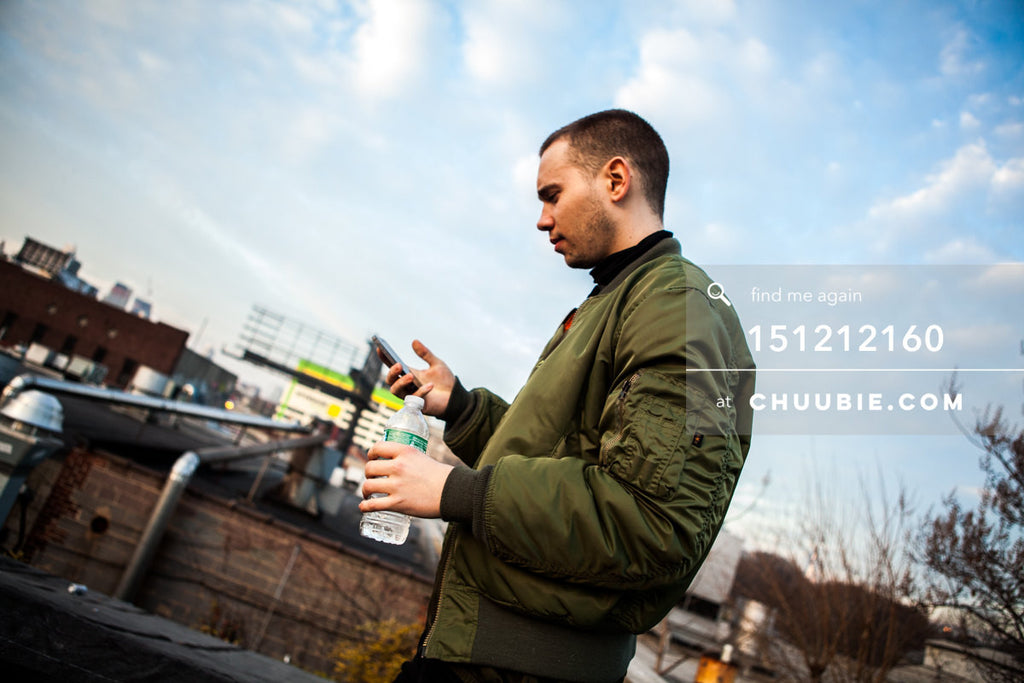 151212160 | 
Rooftop sky portrait of young guy in bomber jacket at Brooklyn warehouse.
— Sublimate & Ruse... | Team Chuubie