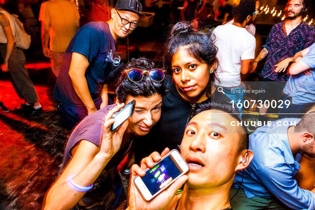 160730029 | Chung photo bombing woman, Stephanie, and Chuubie's smartphone selfie on the rooftop bar.
— Subli... | Team Chuubie