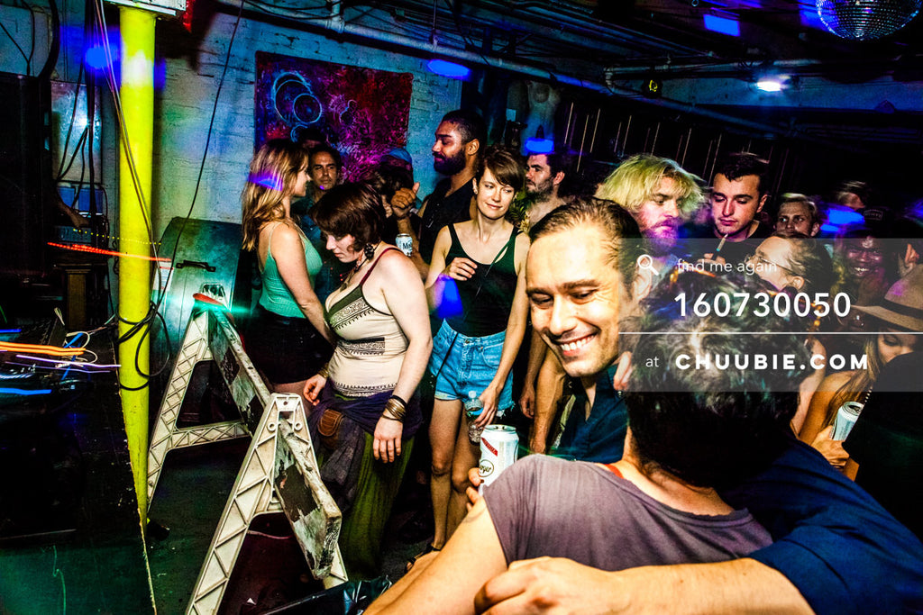 160730050 | Smiles & hugging in crowd at Brooklyn warehouse rave.
— Sublimate & Ruse Labs present: Mo... | Team Chuubie